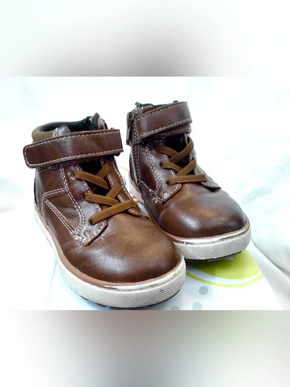 jumping beans Brown Kids High-Top Boots with Side Zipper and Strap